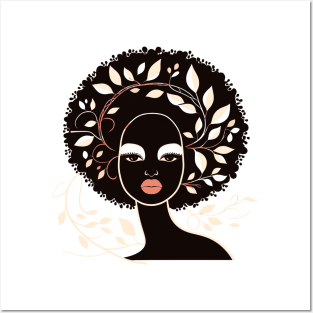 Afrocentric Woman With Afro Hair Silhouette Posters and Art